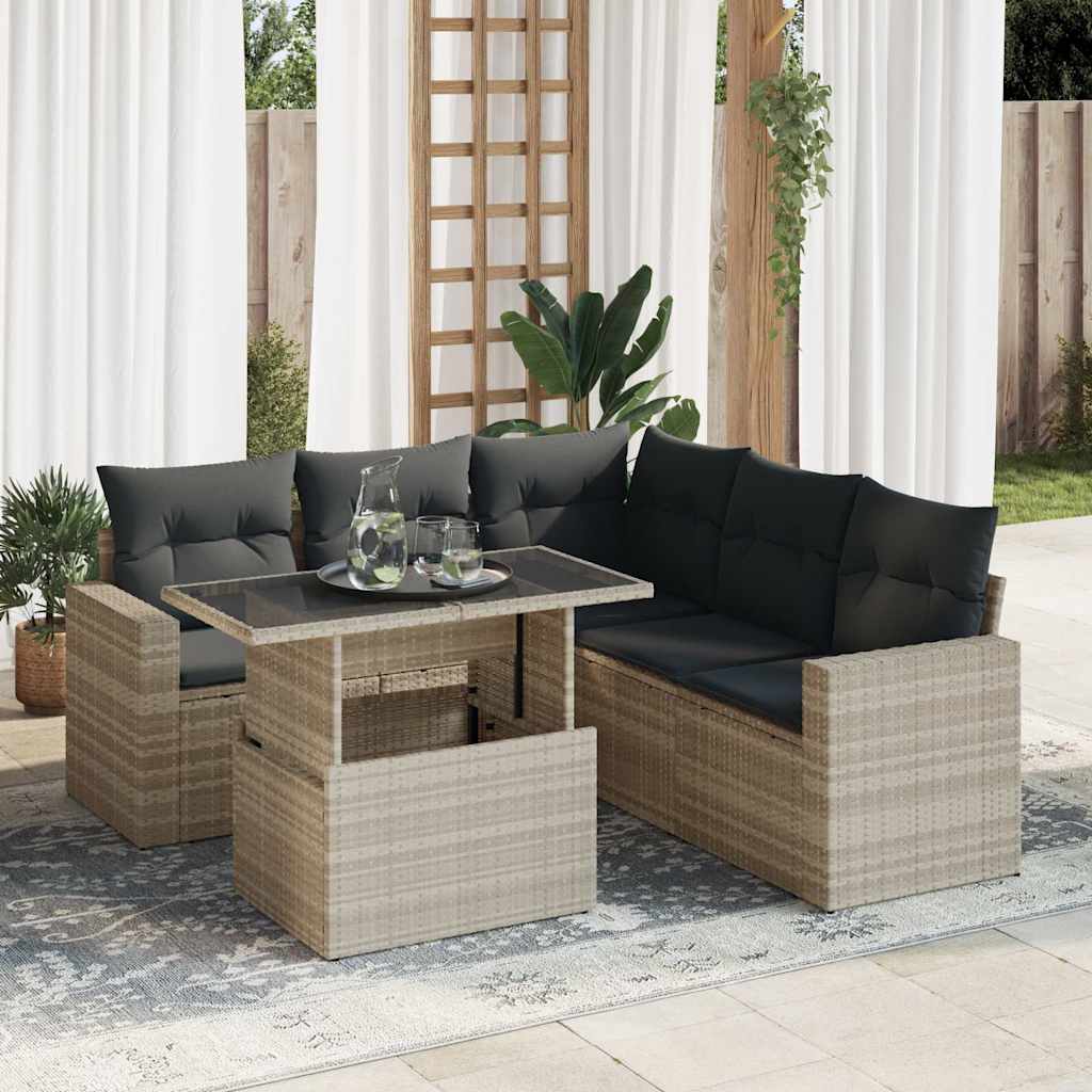 Loungegrupp Med Dynor 6 Delar Konstrotting