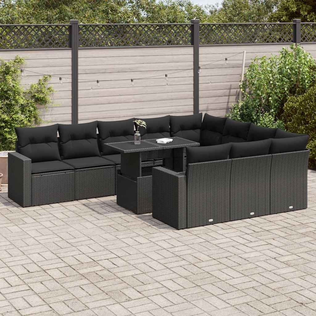 Loungegrupp För Trädgården M. Dynor 11 Delar Beige Konstrotting