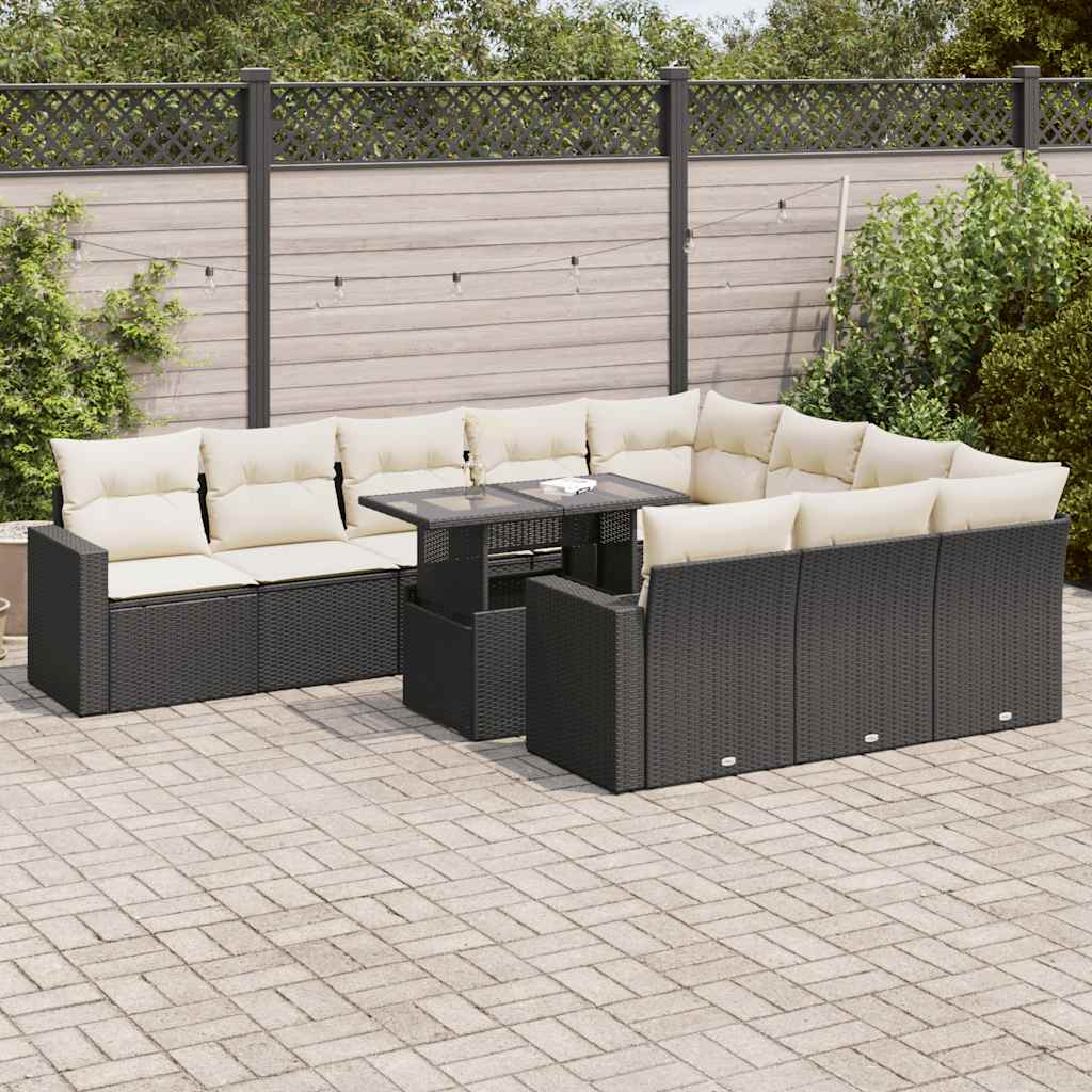 Loungegrupp För Trädgården M. Dynor 11 Delar Beige Konstrotting