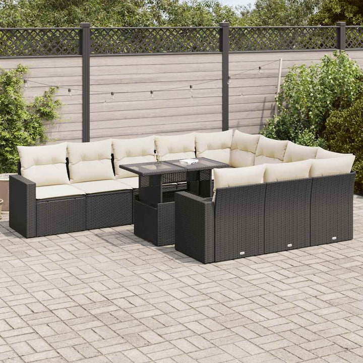 Loungegrupp För Trädgården M. Dynor 11 Delar Beige Konstrotting