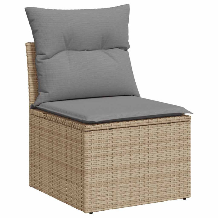 Loungegrupp För Trädgården M. Dynor 11 Delar Beige Konstrotting