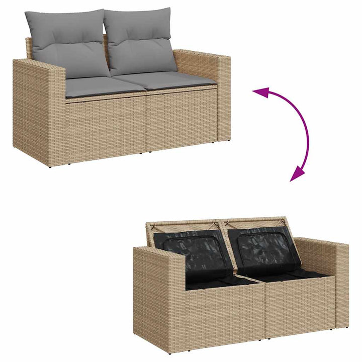 Loungegrupp För Trädgården M. Dynor 11 Delar Beige Konstrotting
