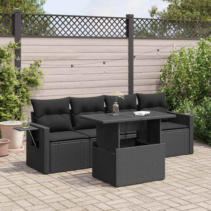 Loungegrupp För Trädgården Med Dynor 5 Delar Konstrotting