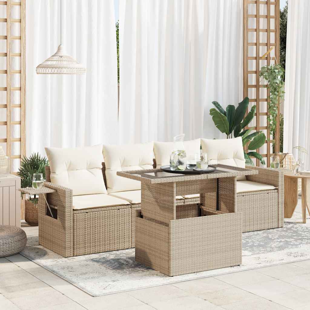 Loungegrupp För Trädgården Med Dynor 5 Delar Konstrotting