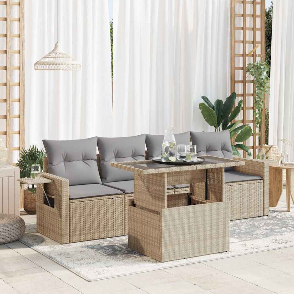 Loungegrupp För Trädgården Med Dynor 5 Delar Konstrotting