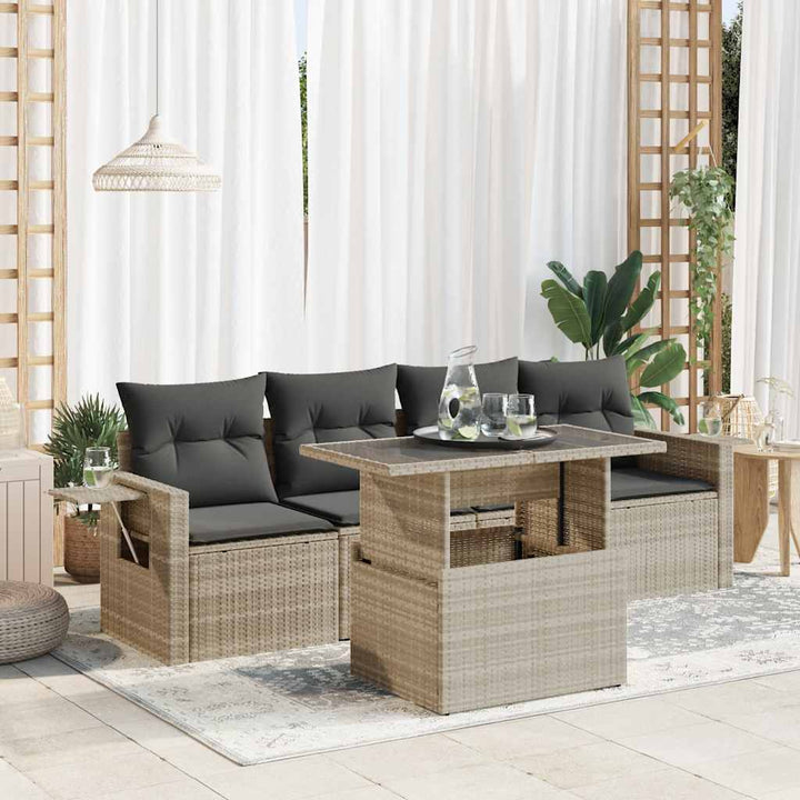 Loungegrupp För Trädgården Med Dynor 5 Delar Konstrotting
