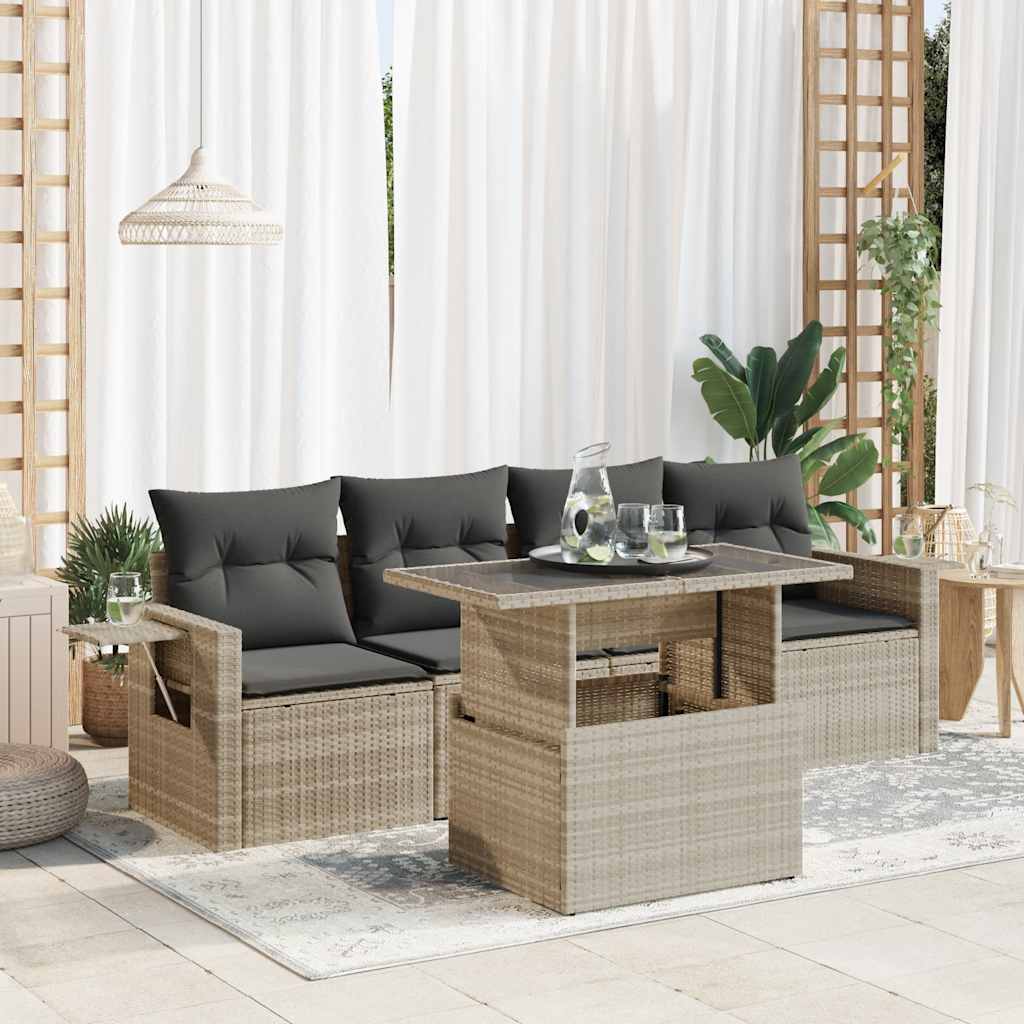Loungegrupp För Trädgården Med Dynor 5 Delar Konstrotting