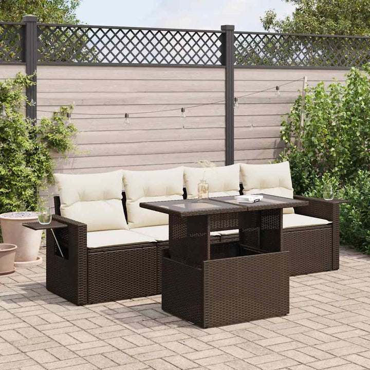Loungegrupp För Trädgården Med Dynor 5 Delar Konstrotting