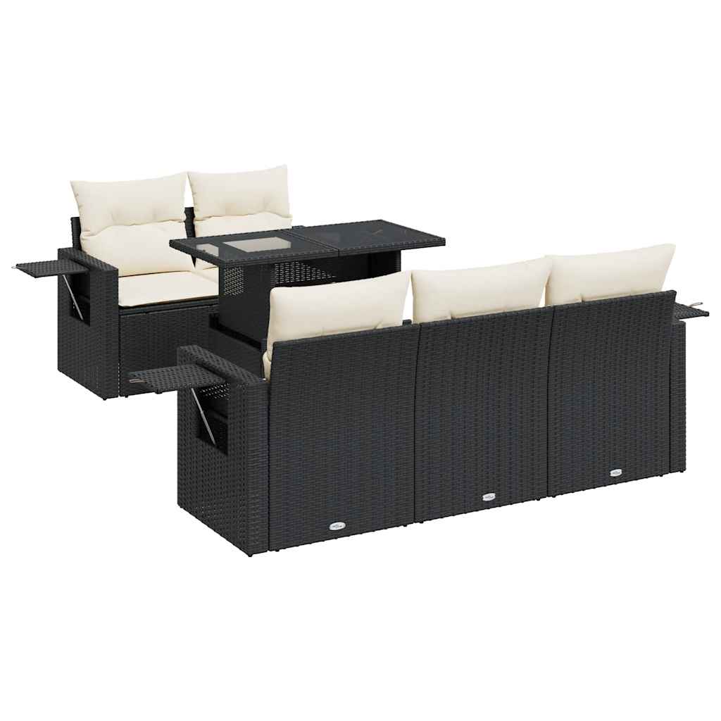 Loungegrupp Med Dynor 6 Delar Svart Konstrotting