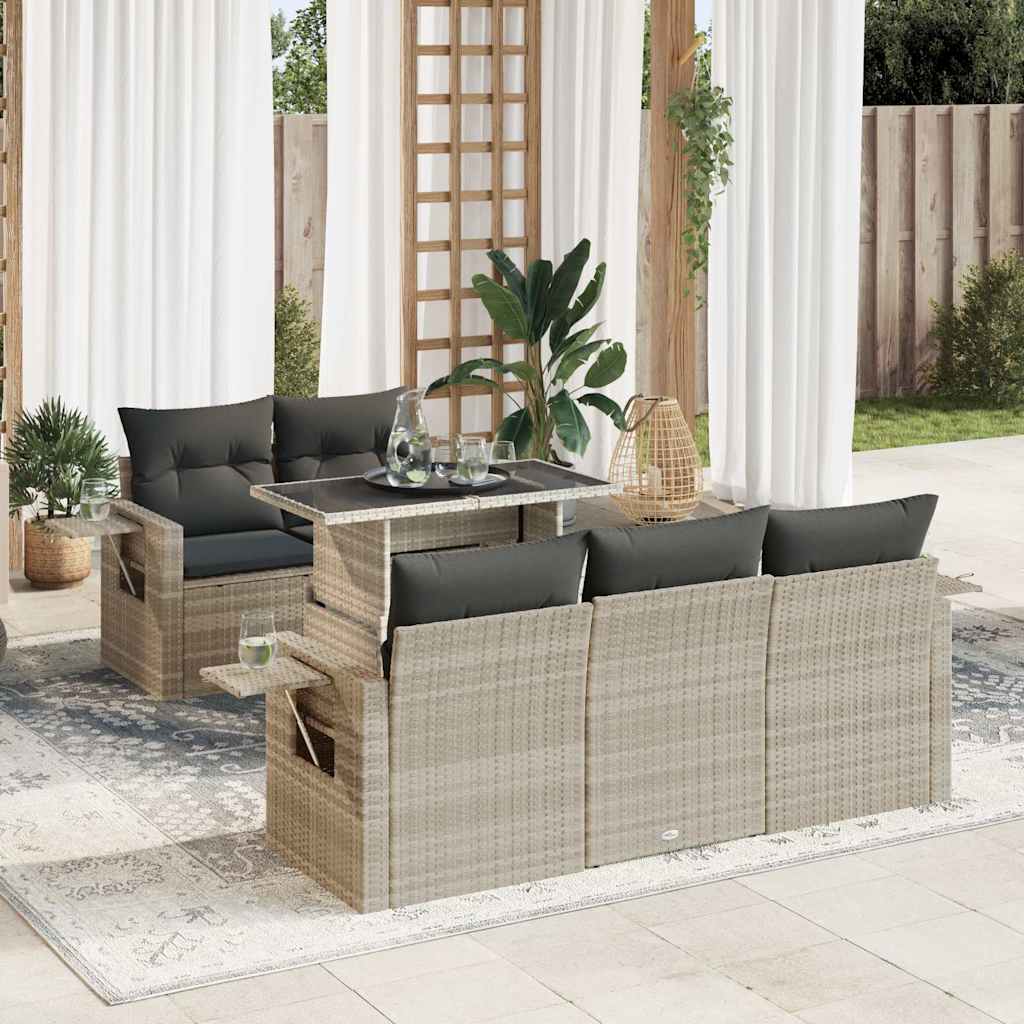 Loungegrupp Med Dynor 6 Delar Svart Konstrotting