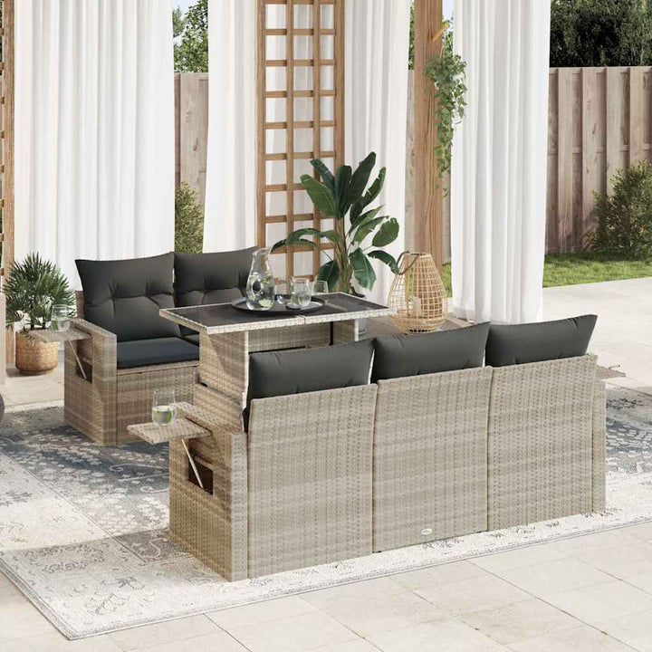 Loungegrupp Med Dynor 6 Delar Svart Konstrotting
