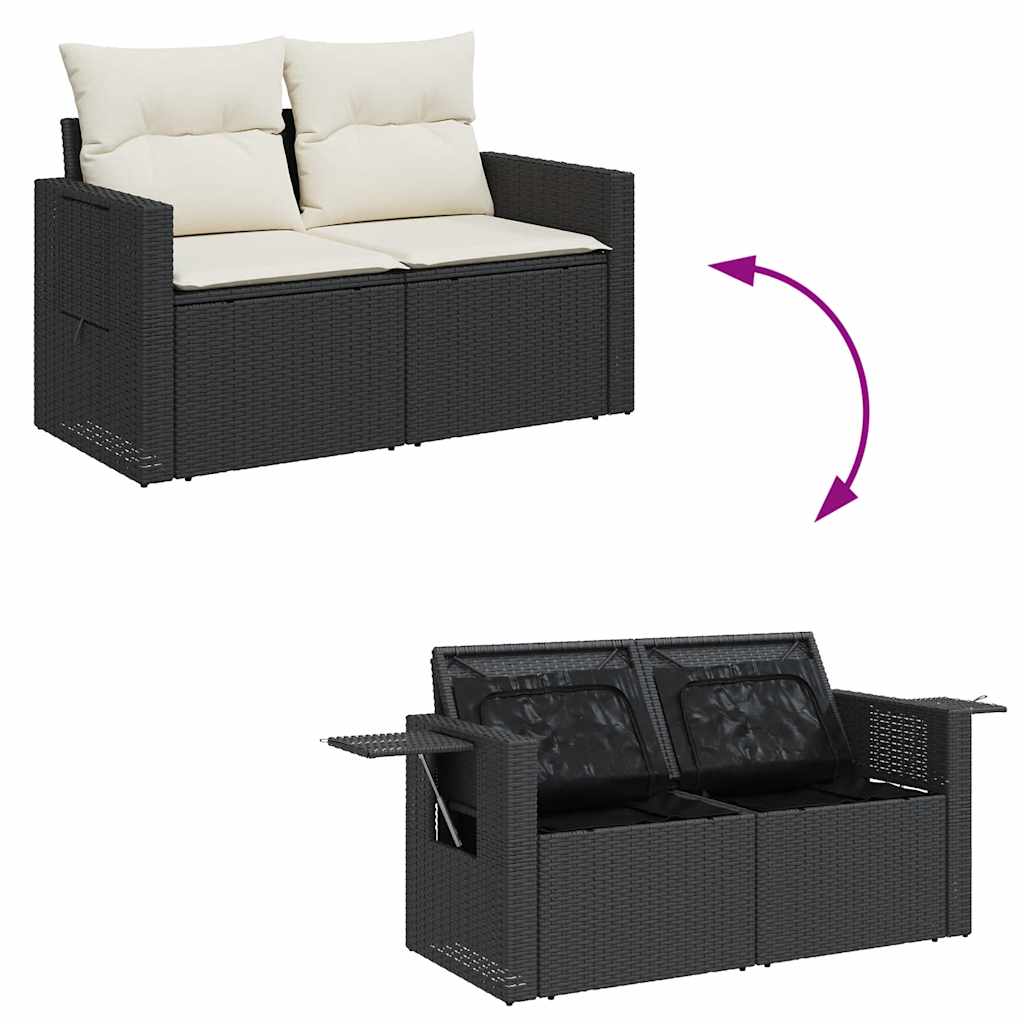 Loungegrupp För Trädgården Med Dynor 8 Delar Svart Konstrotting