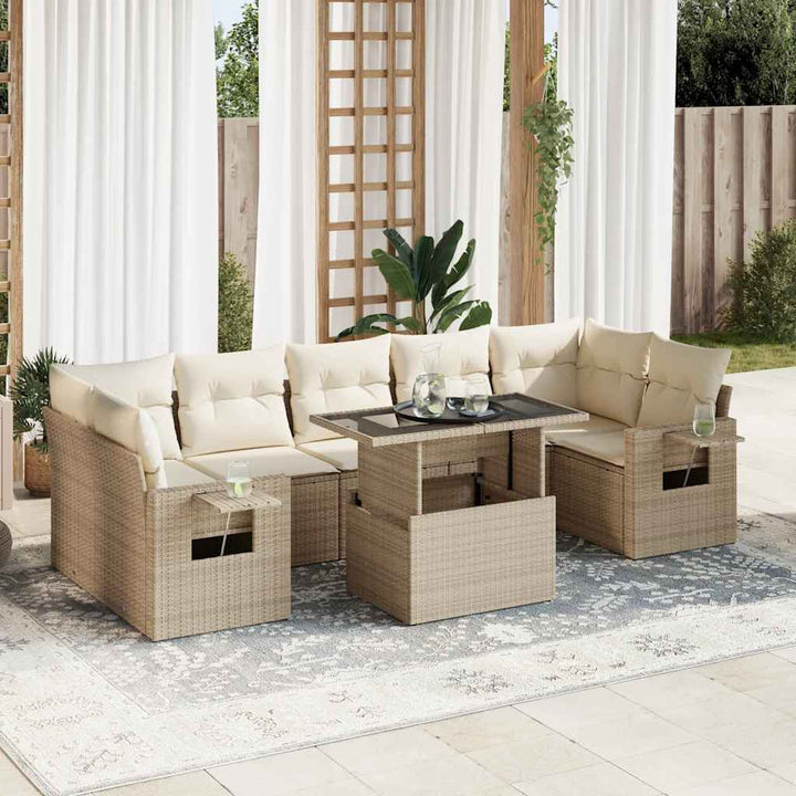 Loungegrupp För Trädgården Med Dynor 8 Delar Konstrotting