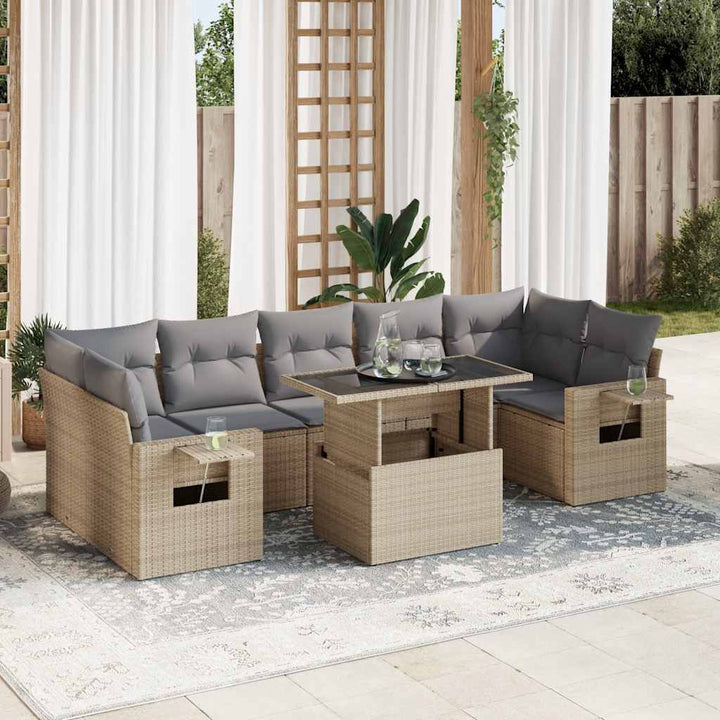 Loungegrupp För Trädgården Med Dynor 8 Delar Konstrotting
