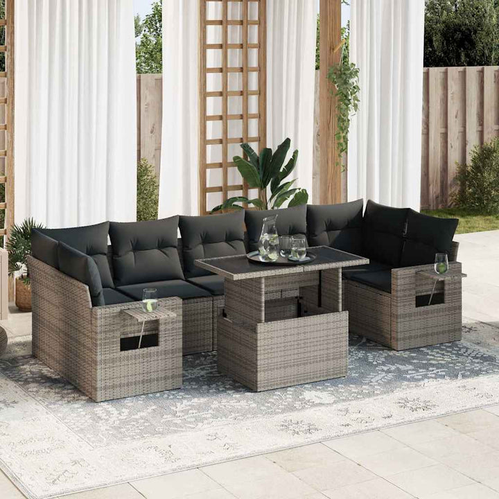 Loungegrupp För Trädgården Med Dynor 8 Delar Konstrotting