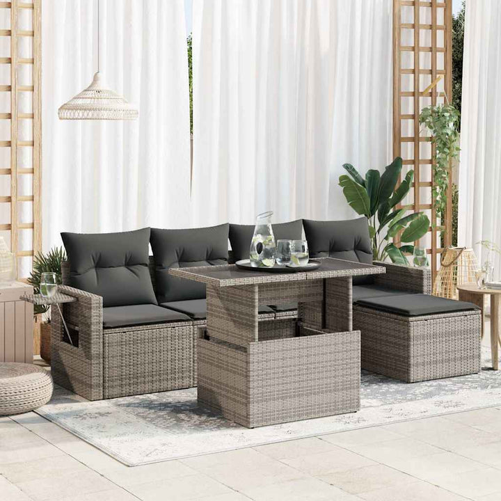 Loungegrupp Med Dynor 6 Delar Konstrotting