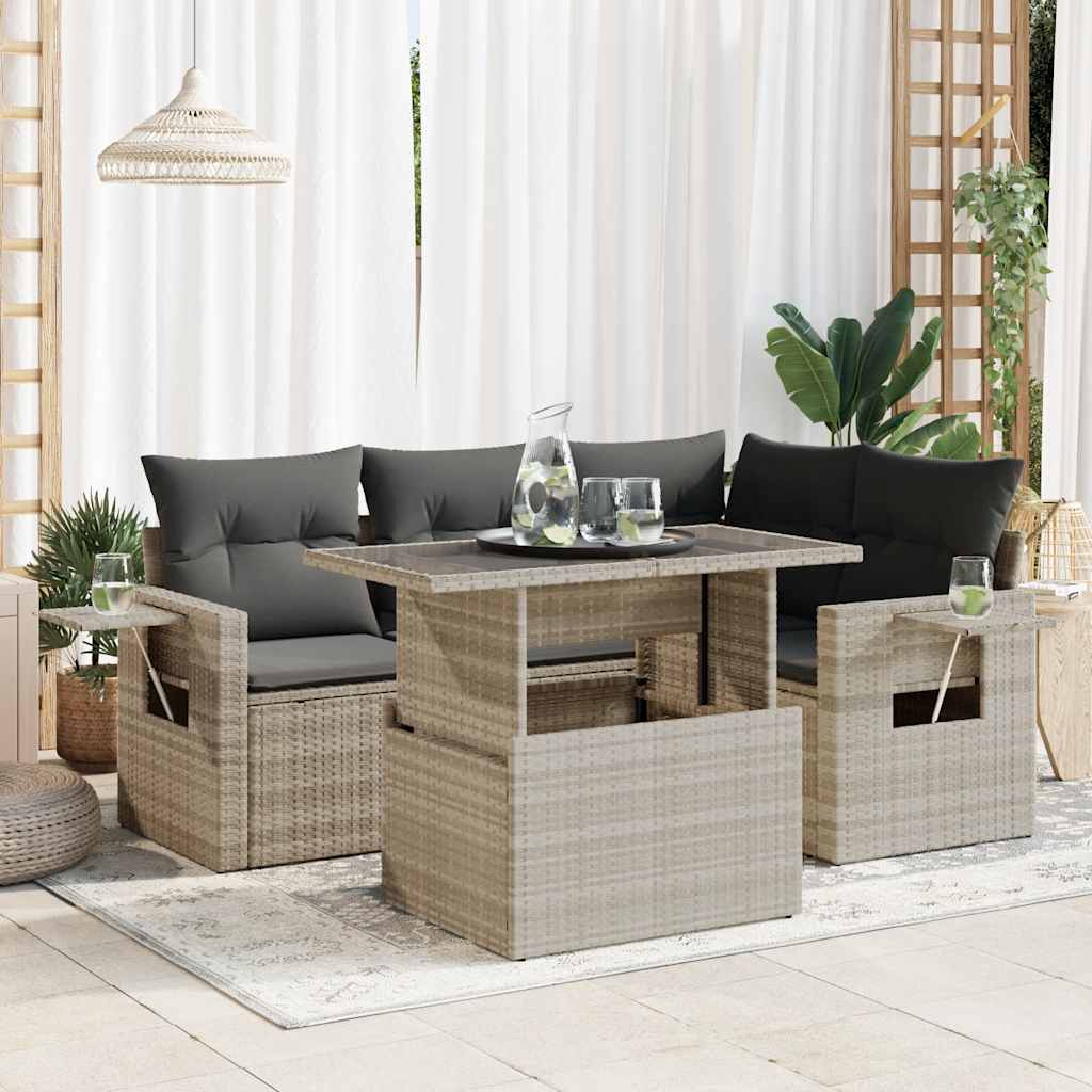 Loungegrupp För Trädgården Med Dynor 5 Delar Brun Konstrotting