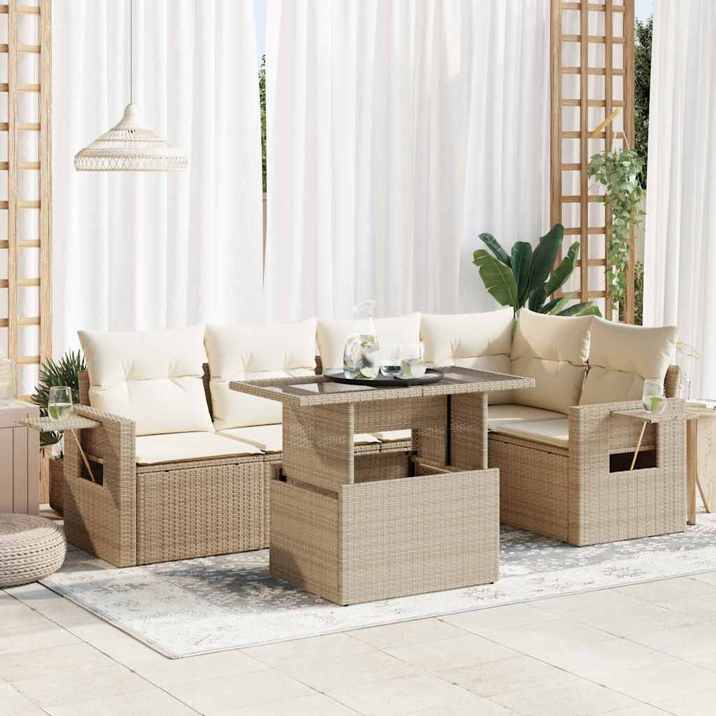 Loungegrupp Med Dynor 6 Delar Konstrotting