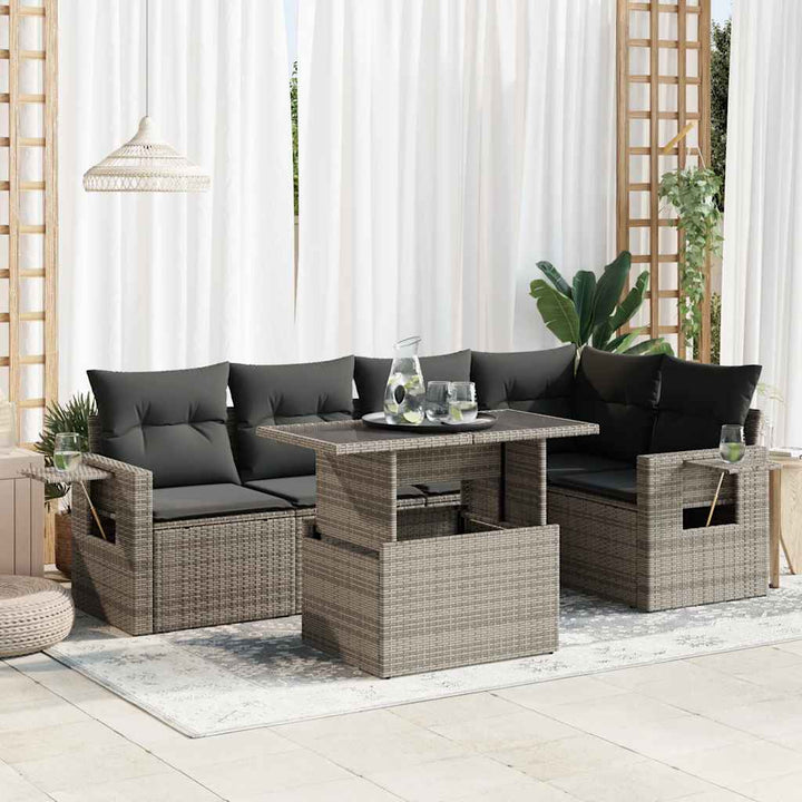 Loungegrupp Med Dynor 6 Delar Konstrotting