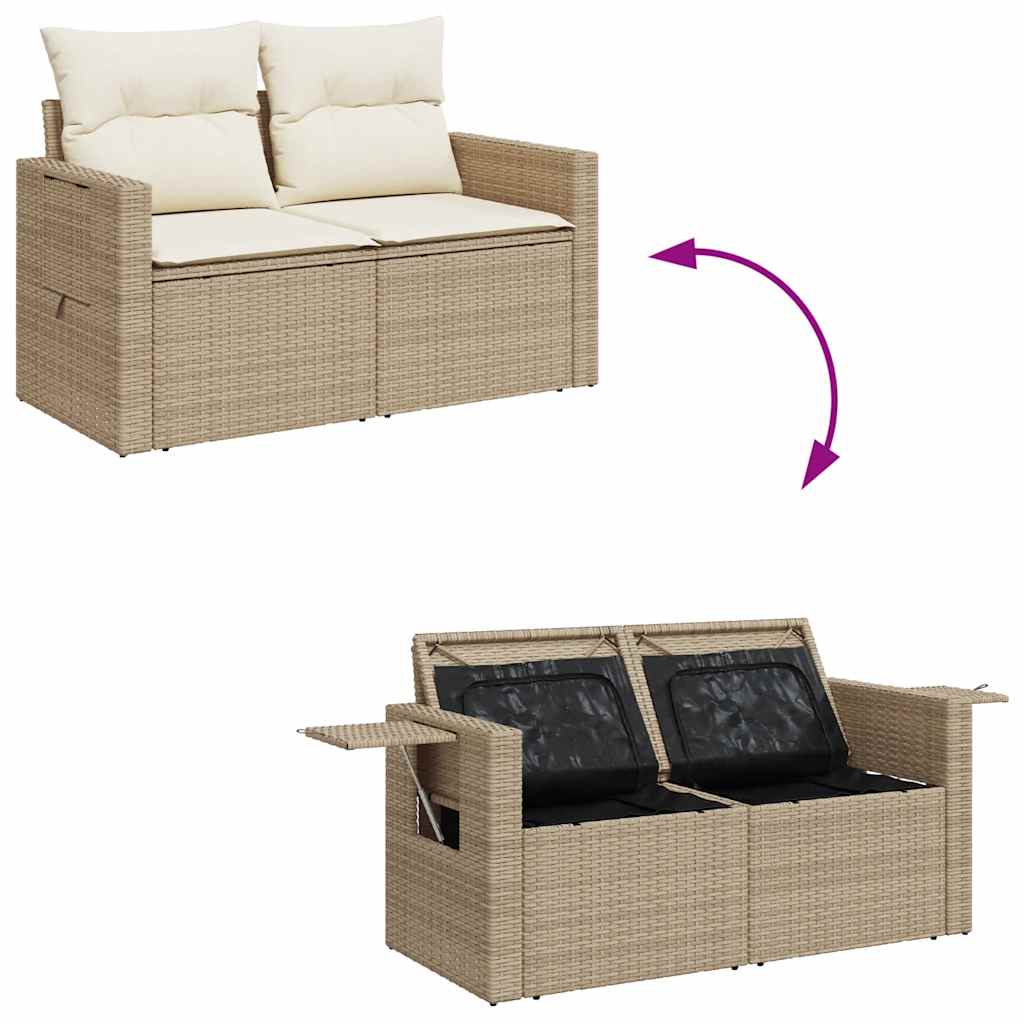 Soffgrupp För Trädgården Med Dynor 9 Delar Beige Konstrotting