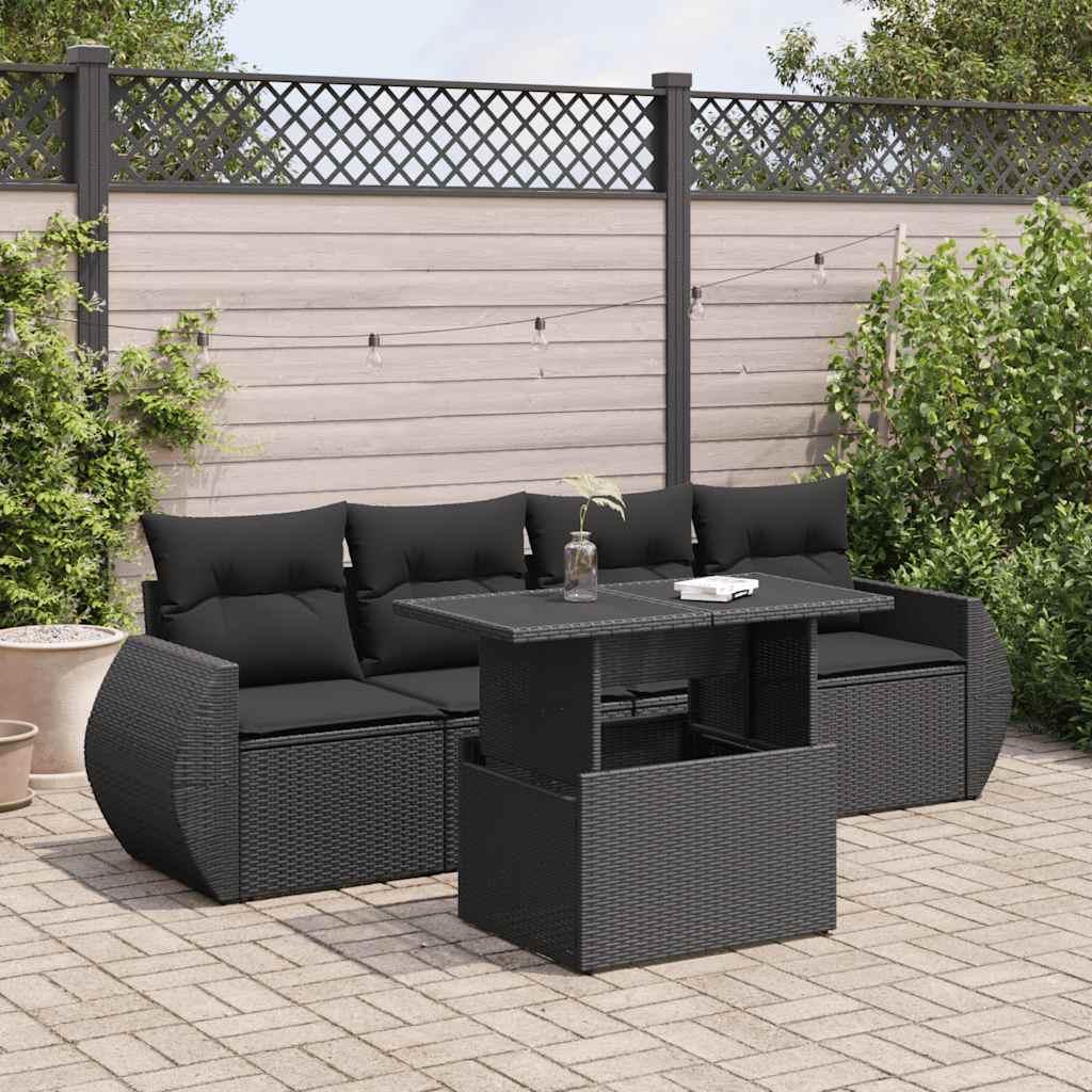 Loungegrupp För Trädgården Med Dynor 5 Delar Brun Konstrotting