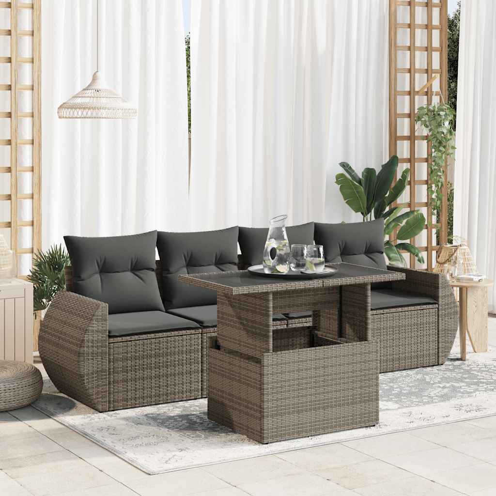 Loungegrupp För Trädgården Med Dynor 5 Delar Brun Konstrotting