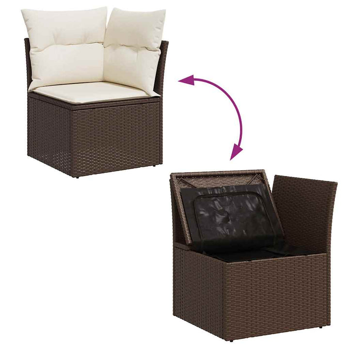Loungegrupp För Trädgården Med Dynor 8 Delar Brun Konstrotting