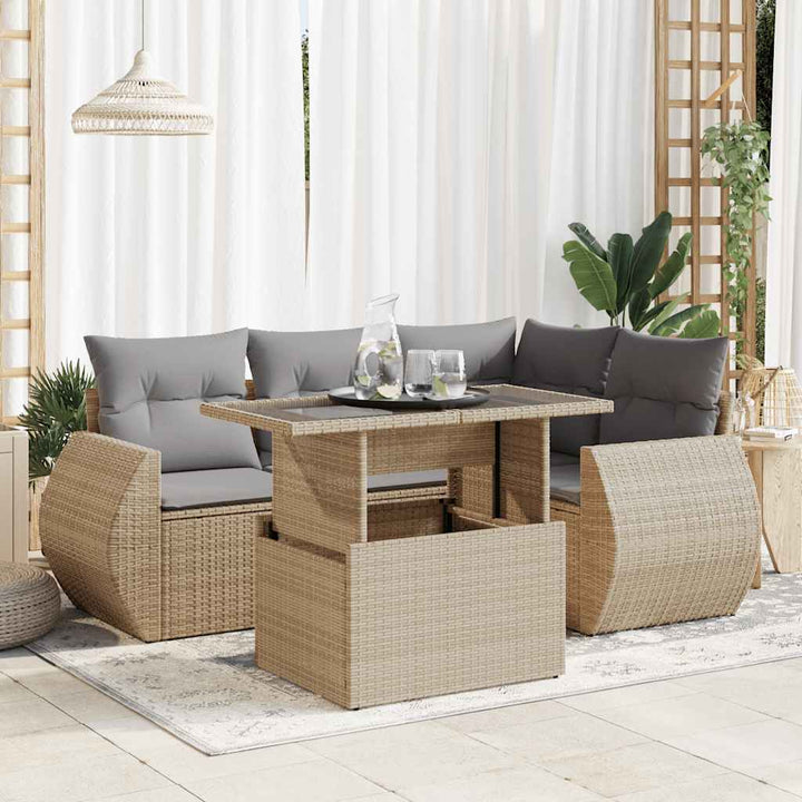 Loungegrupp För Trädgården Med Dynor 5 Delar Svart Konstrotting