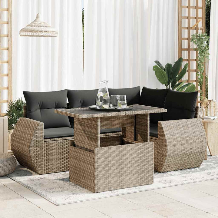 Loungegrupp För Trädgården Med Dynor 5 Delar Svart Konstrotting