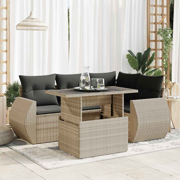 Loungegrupp För Trädgården Med Dynor 5 Delar Svart Konstrotting