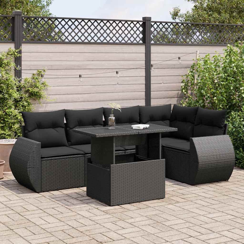 Loungegrupp För Trädgården M Dynor 6 Delar Brun Konstrotting