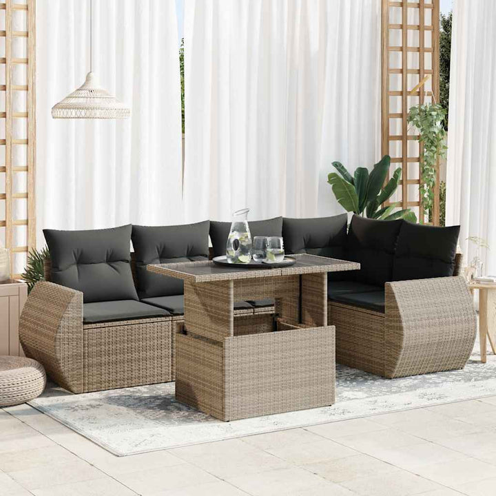 Loungegrupp För Trädgården M Dynor 6 Delar Brun Konstrotting