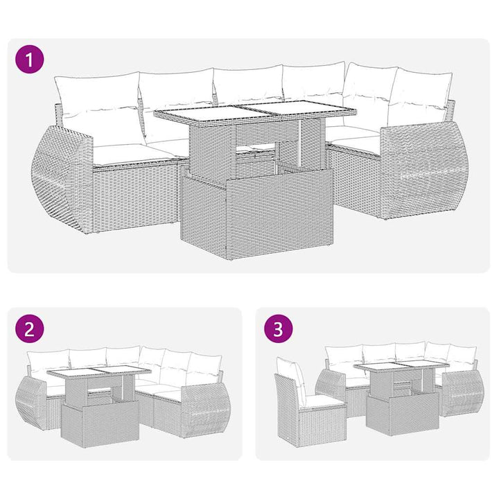 Loungegrupp För Trädgården M Dynor 6 Delar Brun Konstrotting
