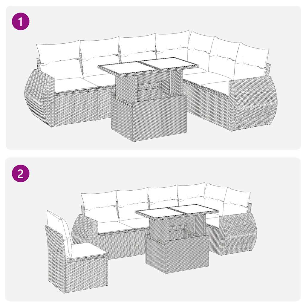 Trädgårdssoffset Med Dynor 7 Delar Konstrotting Akaciaträ