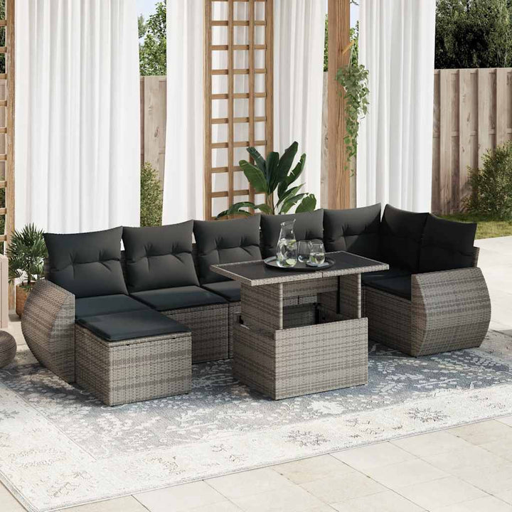 Loungegrupp För Trädgården Med Dynor 8 Delar Svart Konstrotting