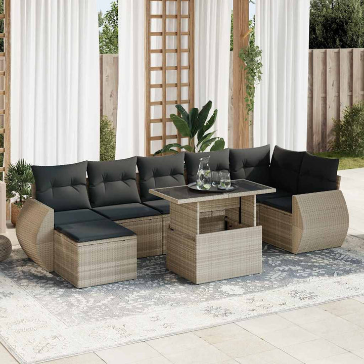 Loungegrupp För Trädgården Med Dynor 8 Delar Svart Konstrotting