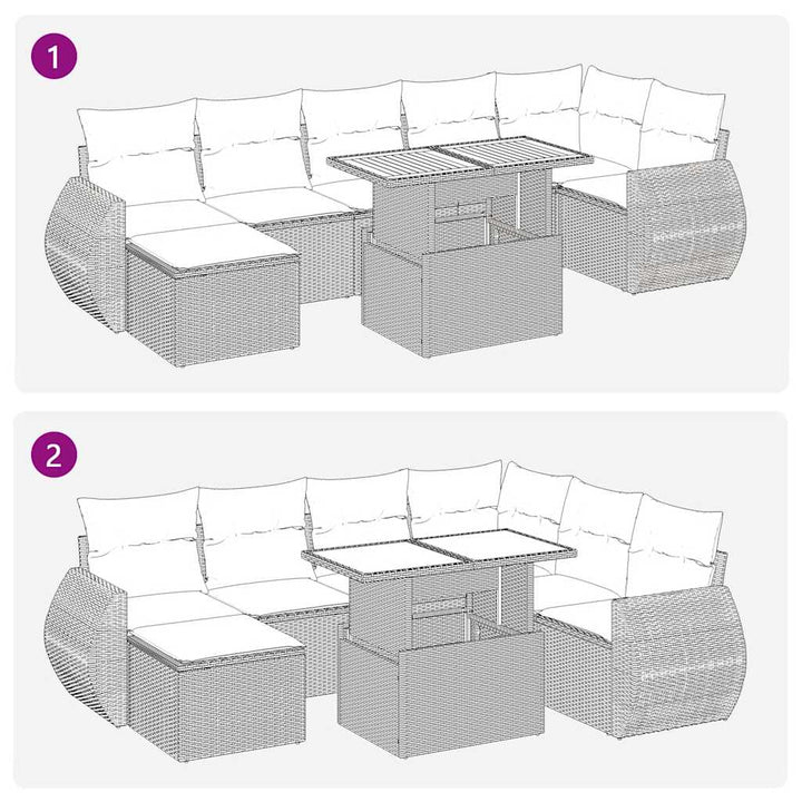 Loungegrupp För Trädgården Med Dynor 8 Delar Brun Konstrotting