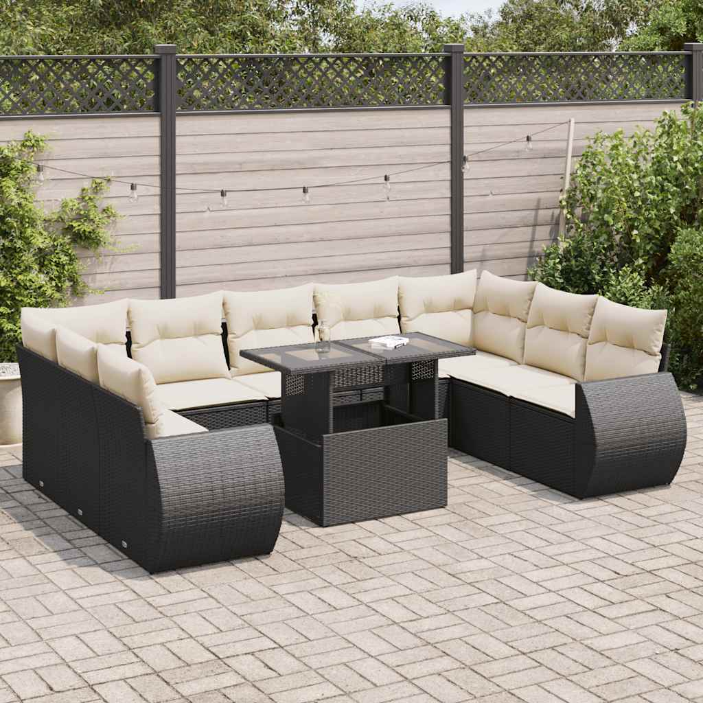 Loungegrupp 10 Delar Med Svarta Dynor Konstrotting