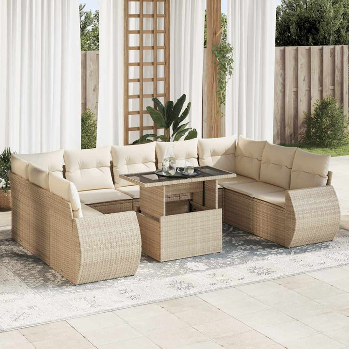 Loungegrupp 10 Delar Med Svarta Dynor Konstrotting