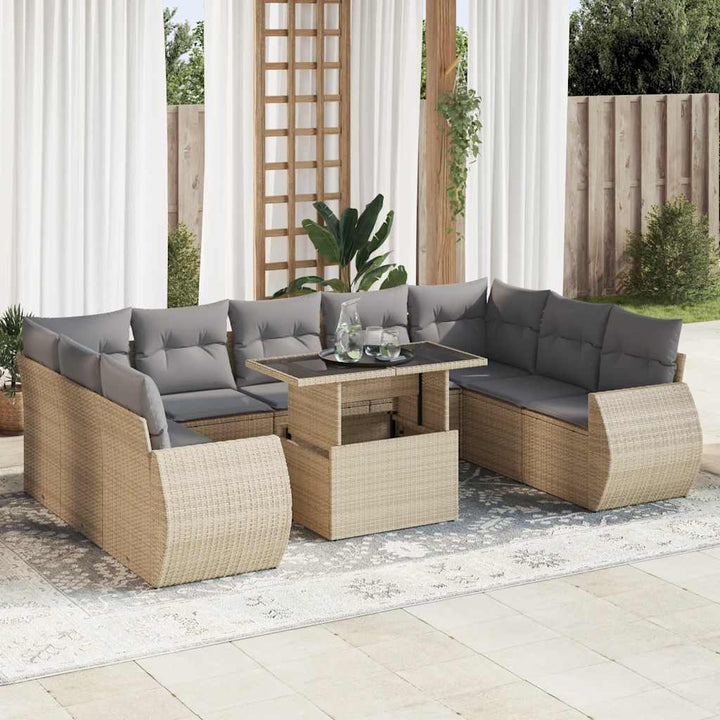 Loungegrupp 10 Delar Med Svarta Dynor Konstrotting