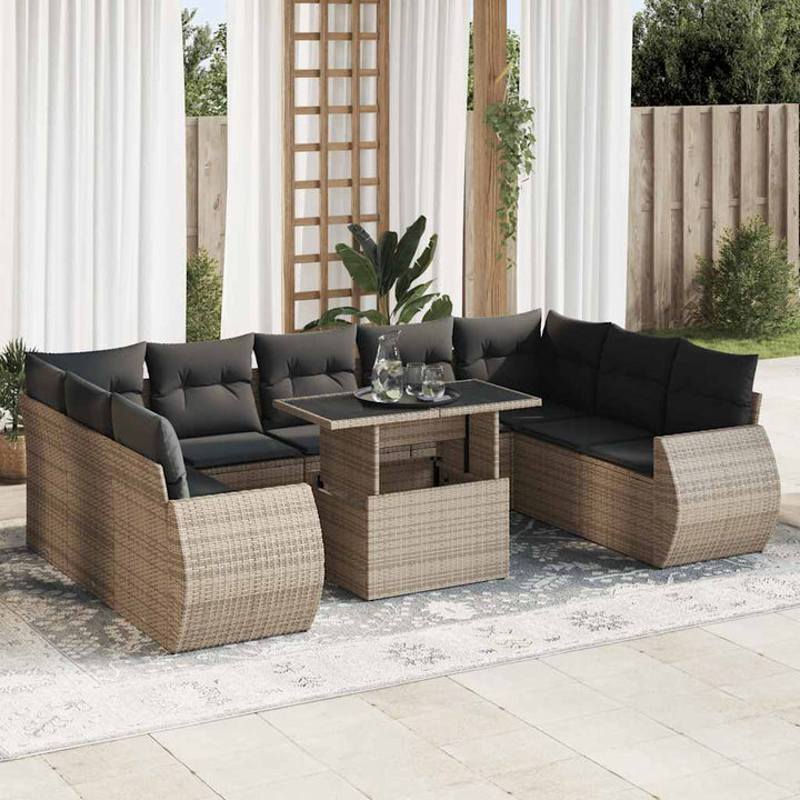 Loungegrupp 10 Delar Med Svarta Dynor Konstrotting