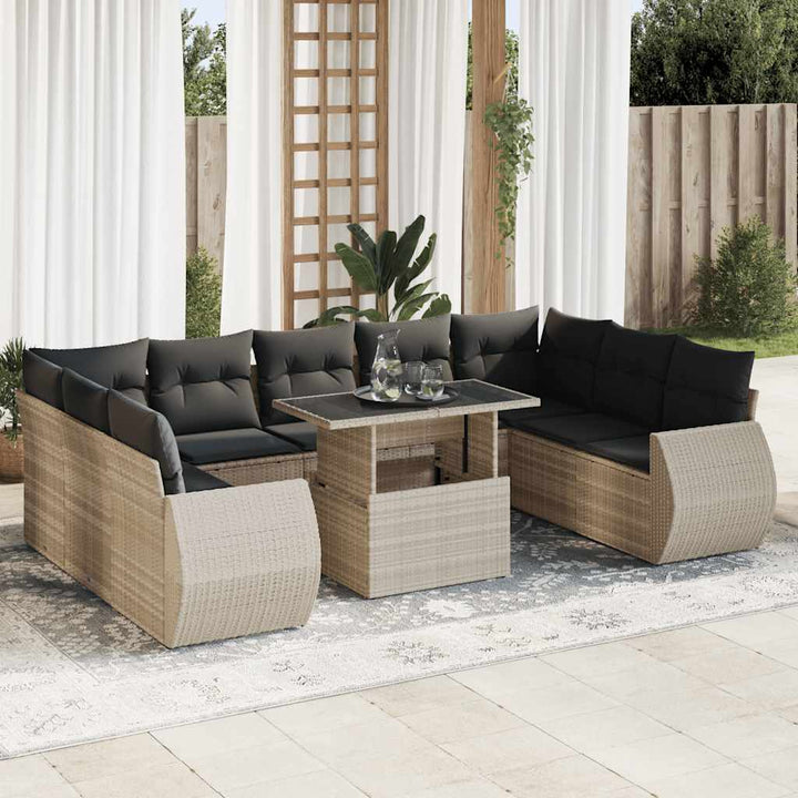 Loungegrupp 10 Delar Med Svarta Dynor Konstrotting