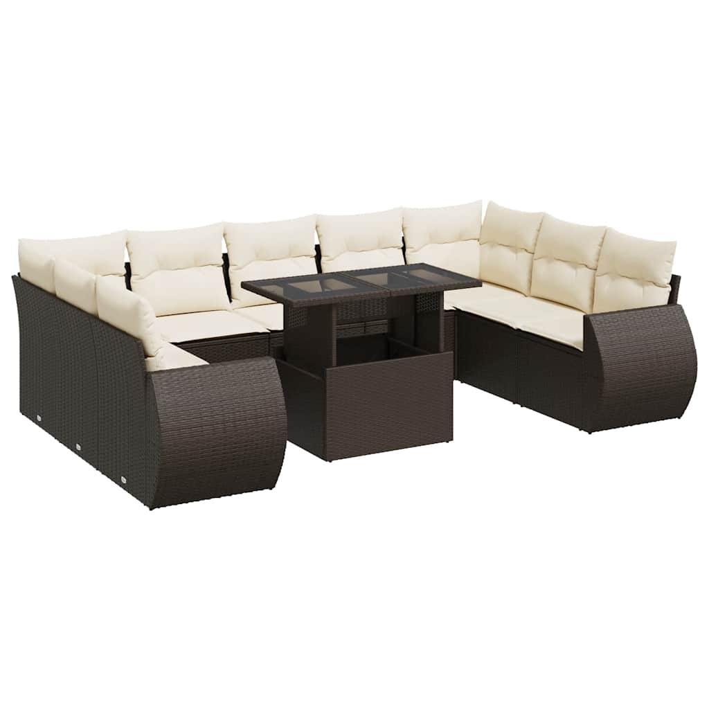 Loungegrupp 10 Delar Med Brun Dynor Konstrotting