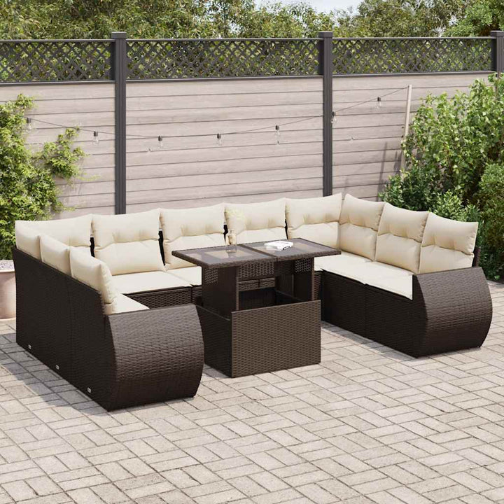 Loungegrupp 10 Delar Med Svarta Dynor Konstrotting