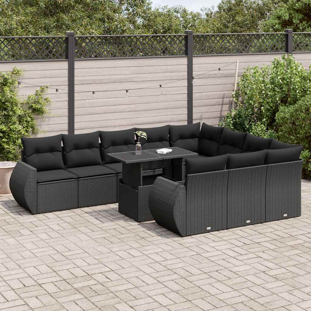 Loungegrupp För Trädgården M. Dynor 11 Delar Beige Konstrotting