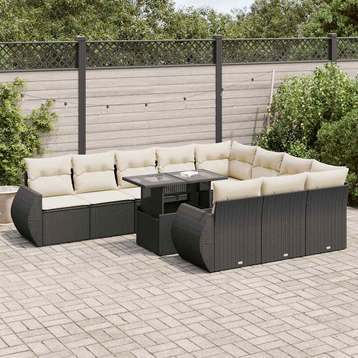 Loungegrupp För Trädgården M. Dynor 11 Delar Beige Konstrotting