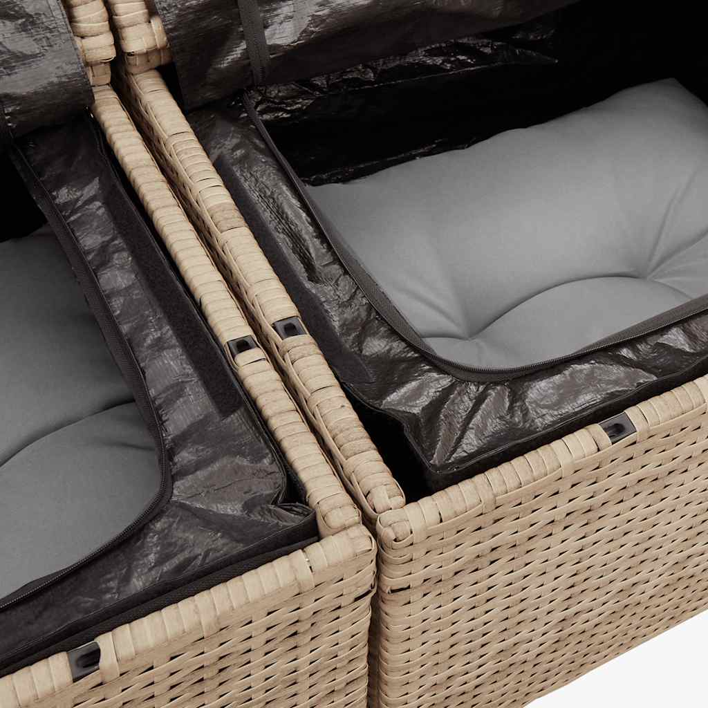 Loungegrupp För Trädgården M. Dynor 11 Delar Beige Konstrotting