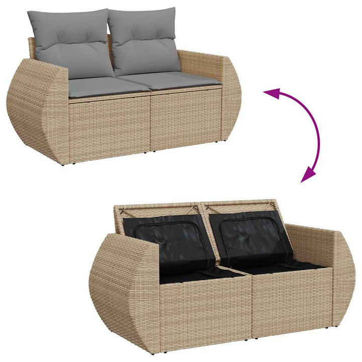 Loungegrupp För Trädgården M. Dynor 11 Delar Beige Konstrotting