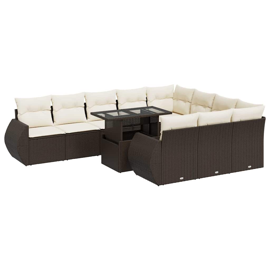 Loungegrupp För Trädgården 11 Delar Brun Konstrotting