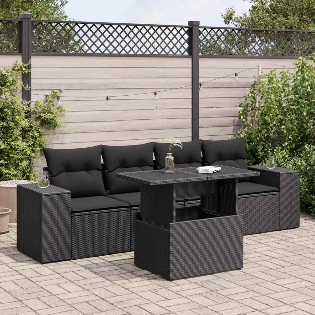 Loungegrupp För Trädgården Med Dynor 5 Delar Brun Konstrotting